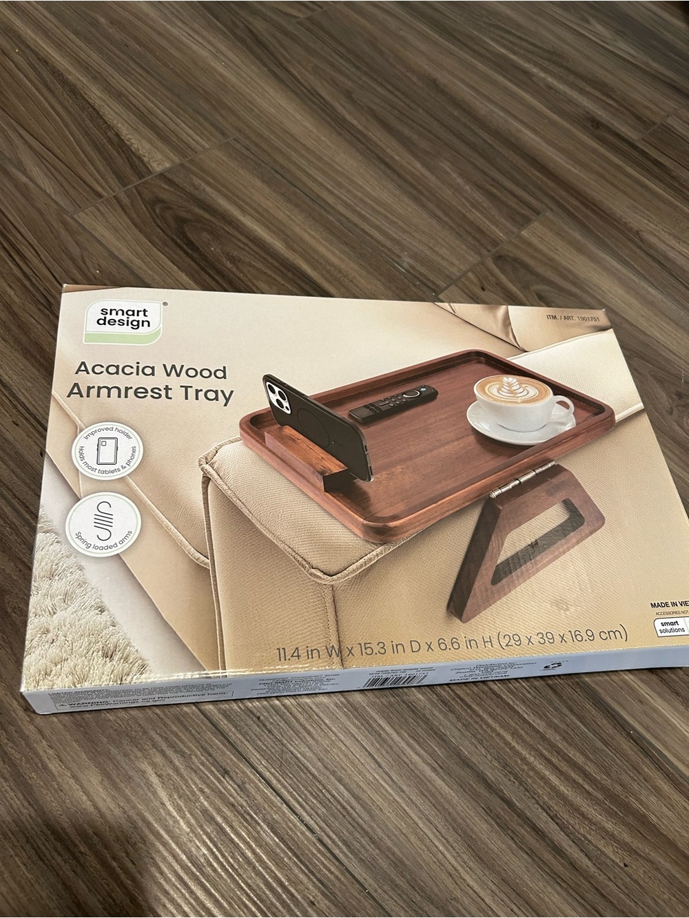 Smart Set Acacia Wood Armrest Tray - Brown Open Box/Like New
